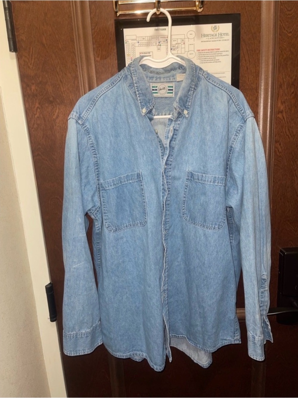 Sears Roebuck & Co Light Wash Denim Button-Up Shirt - Sz L